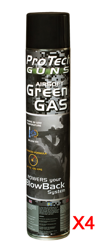 ProTechGuns Green Gas 1000ml (Lot de 4)