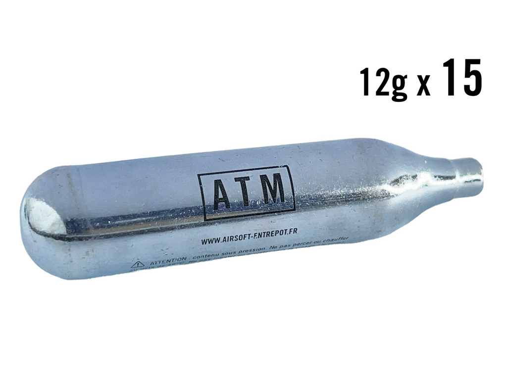 ATM Lot de 15 cartouches CO2 (12g)